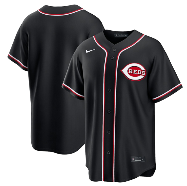 Men's Cincinnati Reds Blank 2026 Fashion Replica Black Out Stitched Baseball Jersey Men's Cincinnati Reds Blank 2026 Fashion Replica Black Out Stitched Baseball Jersey