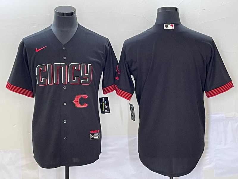Men's Cincinnati Reds Blank Black 2023 City Connect With Patch Stitched Jersey Men's Cincinnati Reds Blank Black 2023 City Connect With Patch Stitched Jersey
