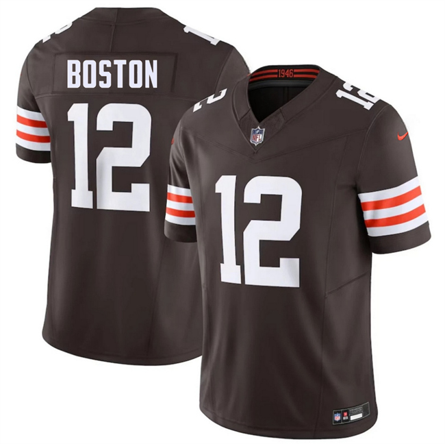 Men's Cleveland Browns #12 Denzel Boston Brown 2026 Draft F.U.S.E. Vapor Limited Stitched Football Jersey Men's Cleveland Browns #12 Denzel Boston Brown 2026 Draft F.U.S.E. Vapor Limited Stitched Football Jersey