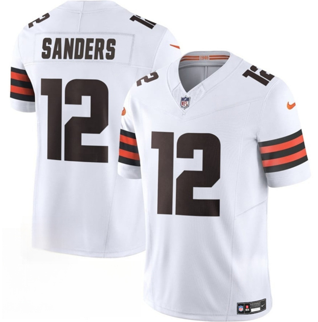 Men's Cleveland Browns #12 Shedeur Sanders White 2025 Draft F.U.S.E. Vapor Limited Stitched Football Jersey