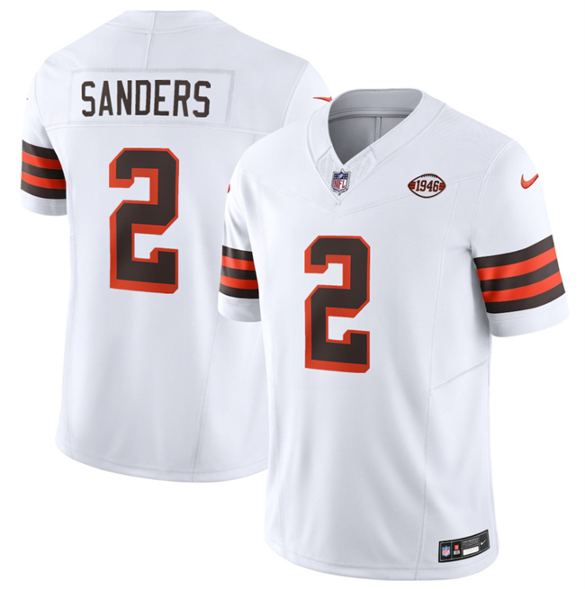 Men's Cleveland Browns #2 Shedeur Sanders White 2026 1946 Collection F.U.S.E. Vapor Limited Stitched Football Jersey Men's Cleveland Browns #2 Shedeur Sanders White 2026 1946 Collection F.U.S.E. Vapor Limited Stitched Football Jersey