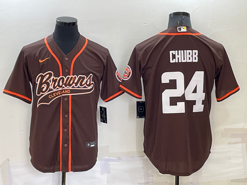 Men's Cleveland Browns #24 Nick Chubb Brown Stitched Jersey Men's Cleveland Browns #24 Nick Chubb Brown Stitched Jersey