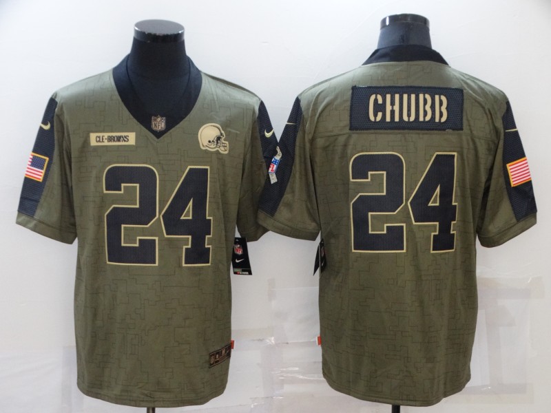 Men's Cleveland Browns #24 Nick Chubb Nike Olive 2021 Salute To Service Limited Player Jersey Men's Cleveland Browns #24 Nick Chubb Nike Olive 2021 Salute To Service Limited Player Jersey