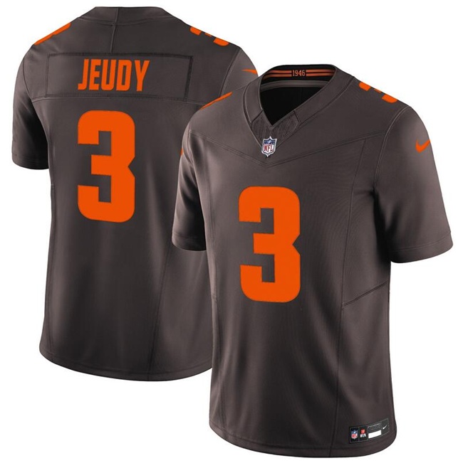 Men's Cleveland Browns #3 Jerry Jeudy Brown 2025 F.U.S.E. 'Alpha Dawg Edition' Vapor Limited Stitched Football Jersey