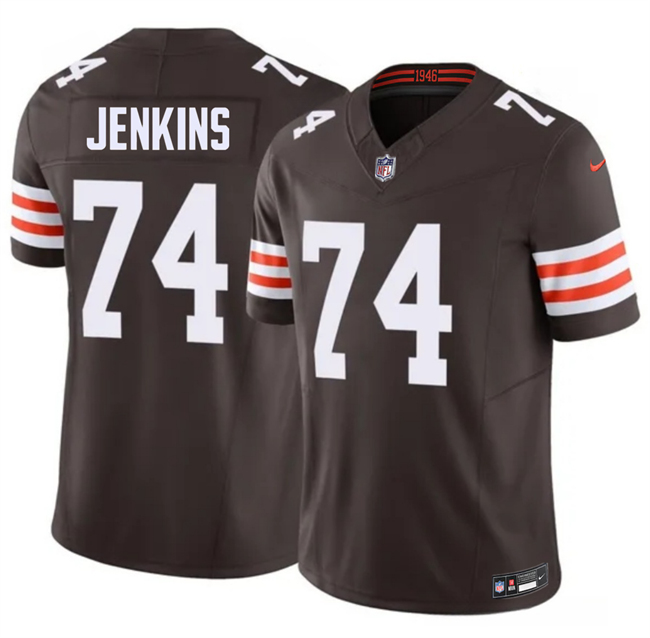 Men's Cleveland Browns #74 Elgton Jenkins Brown 2026 F.U.S.E. Vapor Limited Stitched Football Jersey Men's Cleveland Browns #74 Elgton Jenkins Brown 2026 F.U.S.E. Vapor Limited Stitched Football Jersey
