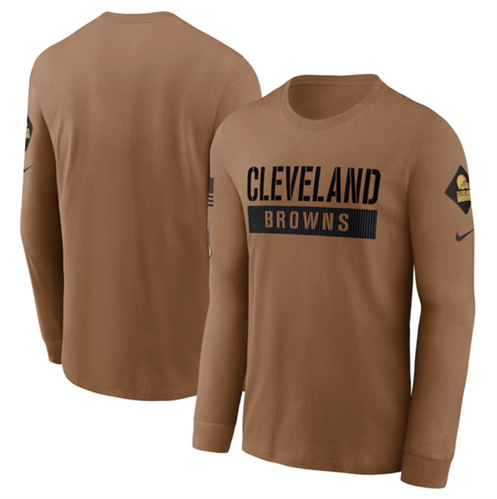 Men's Cleveland Browns 2023 Brown Salute To Service Long Sleeve T-Shirt Men's Cleveland Browns 2023 Brown Salute To Service Long Sleeve T-Shirt