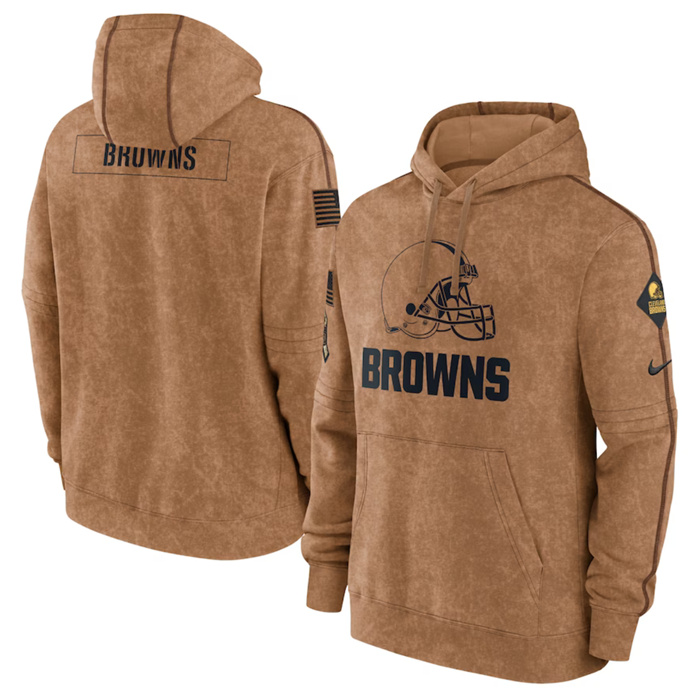 Men's Cleveland Browns 2023 Brown Salute To Service Pullover Hoodie Men's Cleveland Browns 2023 Brown Salute To Service Pullover Hoodie