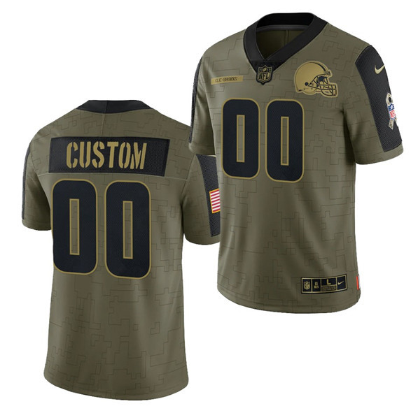 Men's Cleveland Browns ACTIVE PLAYER Custom 2021 Olive Salute To Service Limited Men's Cleveland Browns ACTIVE PLAYER Custom 2021 Olive Salute To Service Limited