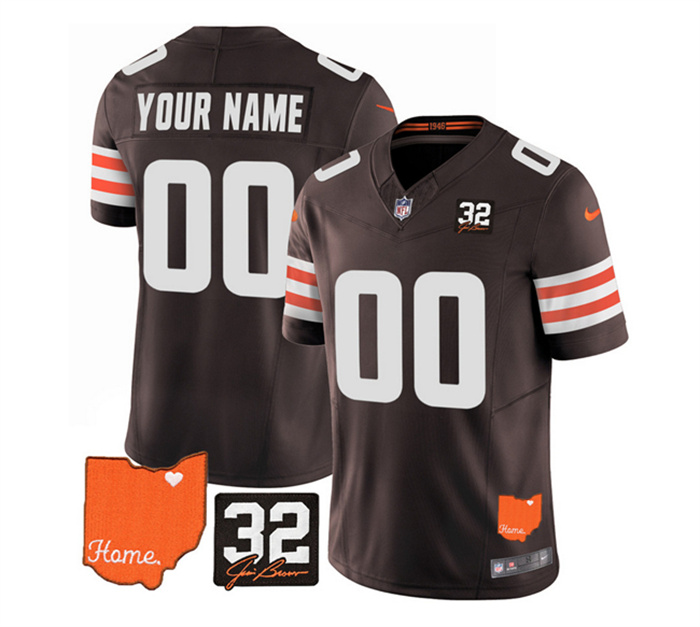 Men's Cleveland Browns Active Player Custom Brown 2023 F.U.S.E. With Jim Brown Memorial Patch Vapor Untouchable Limited Stitched Jersey Men's Cleveland Browns Active Player Custom Brown 2023 F.U.S.E. With Jim Brown Memorial Patch Vapor Untouchable Limited Stitched Jersey