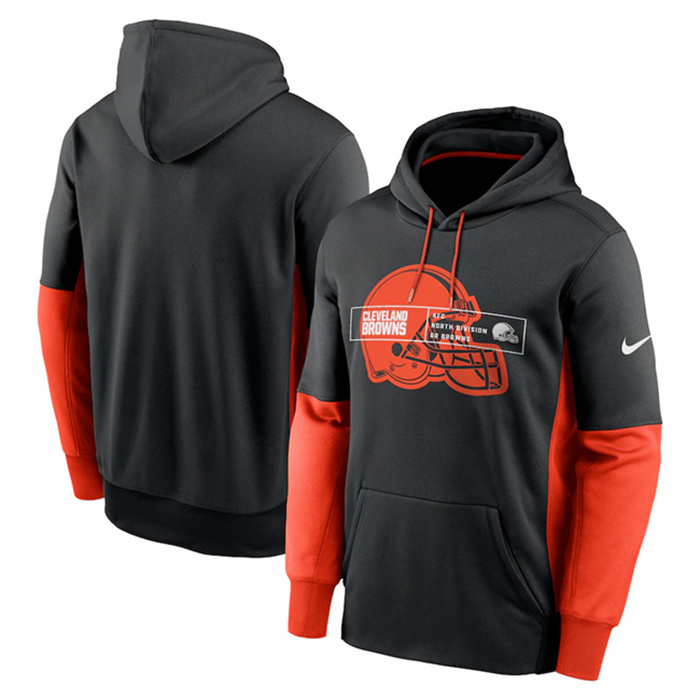 Men's Cleveland Browns Black Color Block Fleece Performance Pullover Hoodie Men's Cleveland Browns Black Color Block Fleece Performance Pullover Hoodie