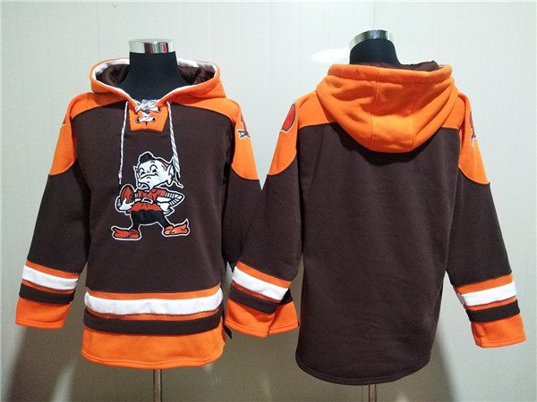 Men's Cleveland Browns Blank Brown Lace-Up Pullover Hoodie Men's Cleveland Browns Blank Brown Lace-Up Pullover Hoodie