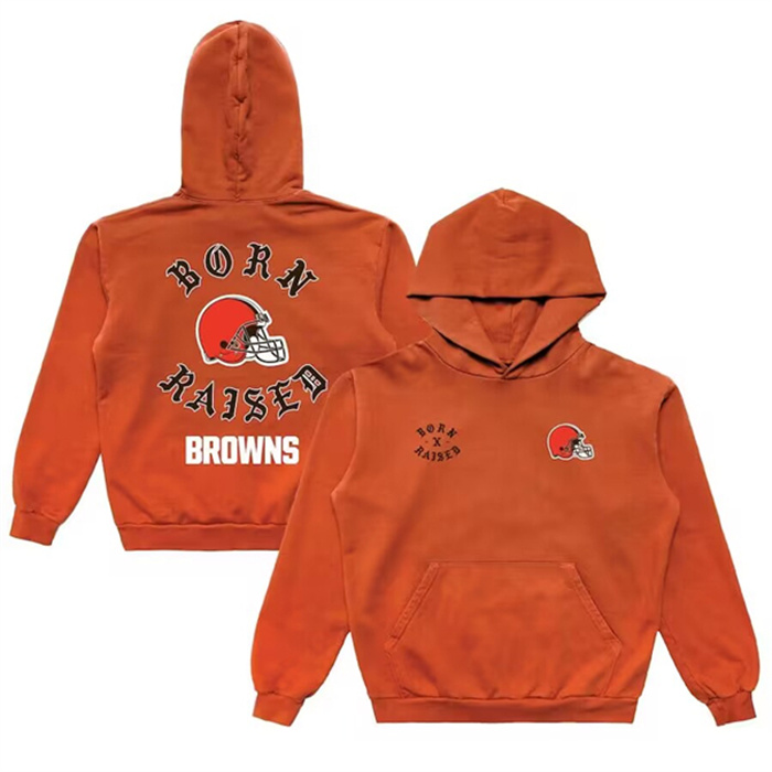 Men's Cleveland Browns Born X Raised Orange Pullover Hoodie Men's Cleveland Browns Born X Raised Orange Pullover Hoodie
