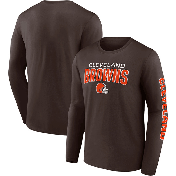 Men's Cleveland Browns Brown Go The Distance Long Sleeve T-Shirt Men's Cleveland Browns Brown Go The Distance Long Sleeve T-Shirt
