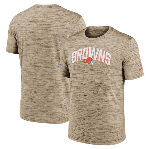 Men's Cleveland Browns Brown Sideline Velocity Stack Performance T-Shirt Men's Cleveland Browns Brown Sideline Velocity Stack Performance T-Shirt