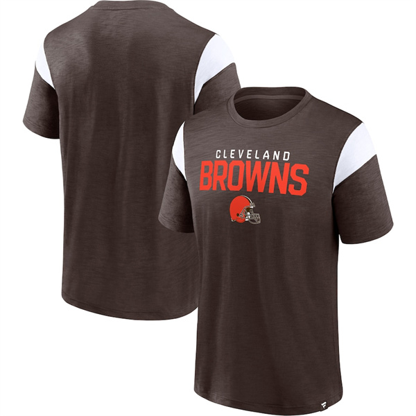 Men's Cleveland Browns Brown White Home Stretch Team T-Shirt Men's Cleveland Browns Brown White Home Stretch Team T-Shirt