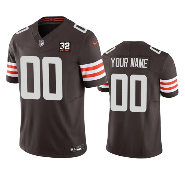 Men's Cleveland Browns Customized Brown 2023 F.U.S.E. With Jim Brown Memorial Patch Vapor Untouchable Limited Stitched Jersey Men's Cleveland Browns Customized Brown 2023 F.U.S.E. With Jim Brown Memorial Patch Vapor Untouchable Limited Stitched Jersey