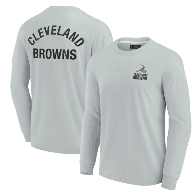 Men's Cleveland Browns Grey Signature Unisex Super Soft Long Sleeve T-Shirt Men's Cleveland Browns Grey Signature Unisex Super Soft Long Sleeve T-Shirt