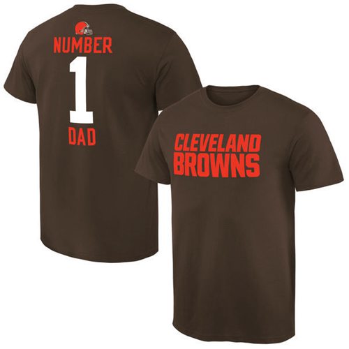 Men's Cleveland Browns Pro Line College Number 1 Dad T-Shirt Brown Men's Cleveland Browns Pro Line College Number 1 Dad T-Shirt Brown