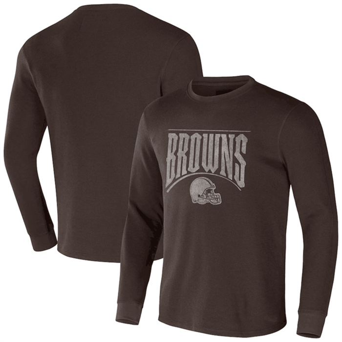 Men's Cleveland Browns X Darius Rucker Collection Brown Long Sleeve Thermal T-Shirt Men's Cleveland Browns X Darius Rucker Collection Brown Long Sleeve Thermal T-Shirt
