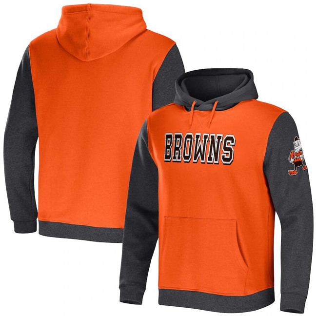 Men's Cleveland Browns X Darius Rucker Collection Orange Heather Charcoal Colorblock Pullover Hoodie Men's Cleveland Browns X Darius Rucker Collection Orange Heather Charcoal Colorblock Pullover Hoodie
