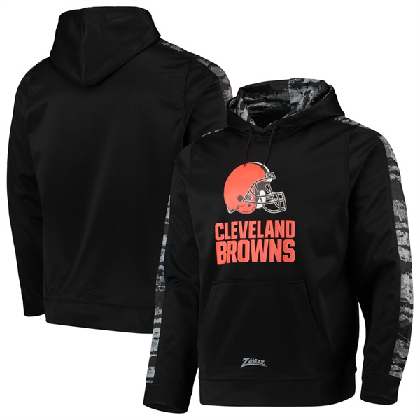 Men's Cleveland Browns Zubaz Black Tonal Oxide Pullover Hoodie Men's Cleveland Browns Zubaz Black Tonal Oxide Pullover Hoodie