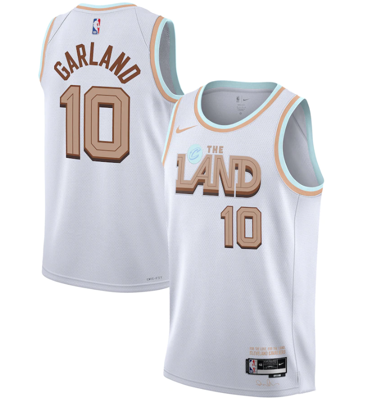 Men's Cleveland Cavaliers #10 Darius Garland 2022 2023 White City Edition Stitched Basketball Jersey Men's Cleveland Cavaliers #10 Darius Garland 2022 2023 White City Edition Stitched Basketball Jersey
