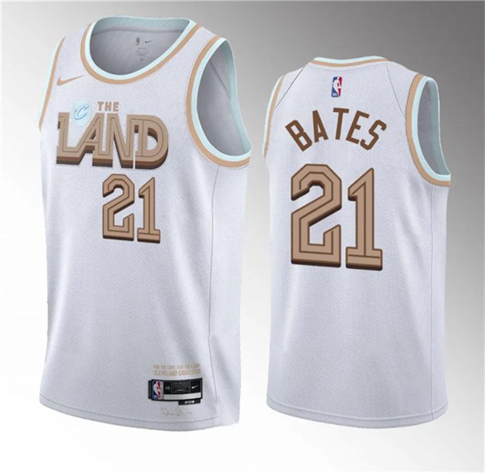 Men's Cleveland Cavaliers #21 Emoni Bates White 2023 Draft City Edition Stitched Jersey Men's Cleveland Cavaliers #21 Emoni Bates White 2023 Draft City Edition Stitched Jersey