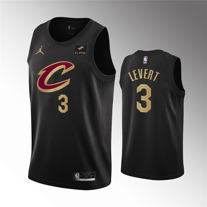 Men's Cleveland Cavaliers #3 Caris LeVert Black Statement Edition Stitched Basketball Jersey Men's Cleveland Cavaliers #3 Caris LeVert Black Statement Edition Stitched Basketball Jersey