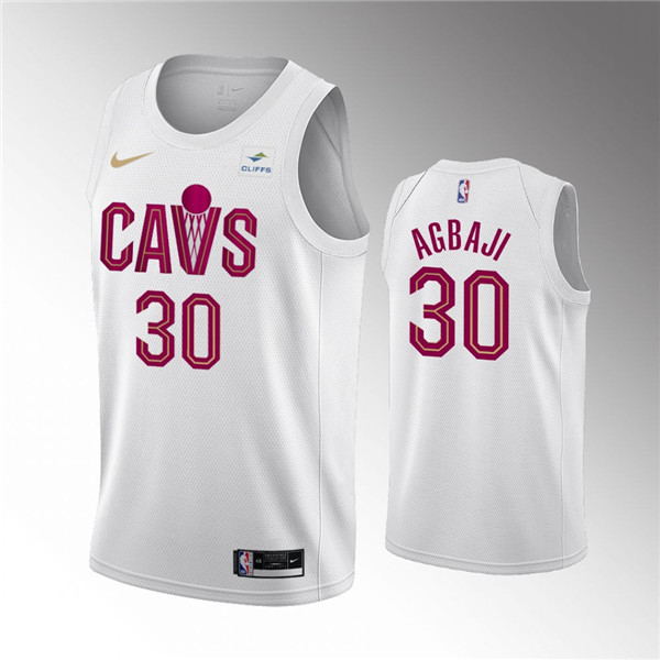 Men's Cleveland Cavaliers #30 Ochai Agbaji White Association Edition Stitched Basketball Jersey Men's Cleveland Cavaliers #30 Ochai Agbaji White Association Edition Stitched Basketball Jersey