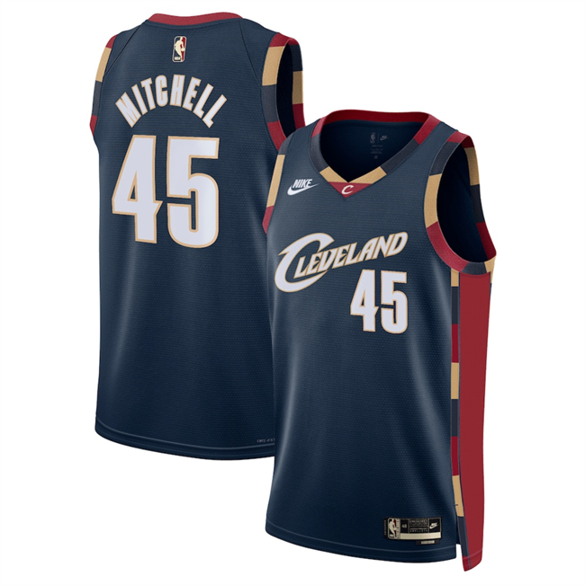 Men's Cleveland Cavaliers #45 Donovan Mitchell Navy 2025 Classic Edition Stitched Jersey Men's Cleveland Cavaliers #45 Donovan Mitchell Navy 2025 Classic Edition Stitched Jersey