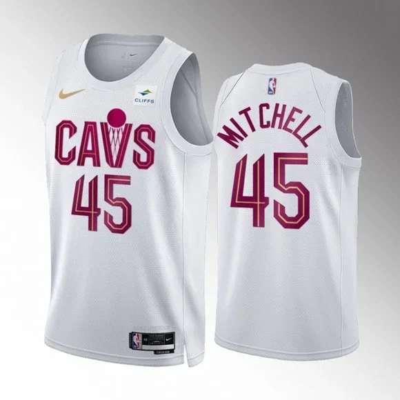 Men's Cleveland Cavaliers #45 Donovan Mitchell White Stitched Jersey Men's Cleveland Cavaliers #45 Donovan Mitchell White Stitched Jersey