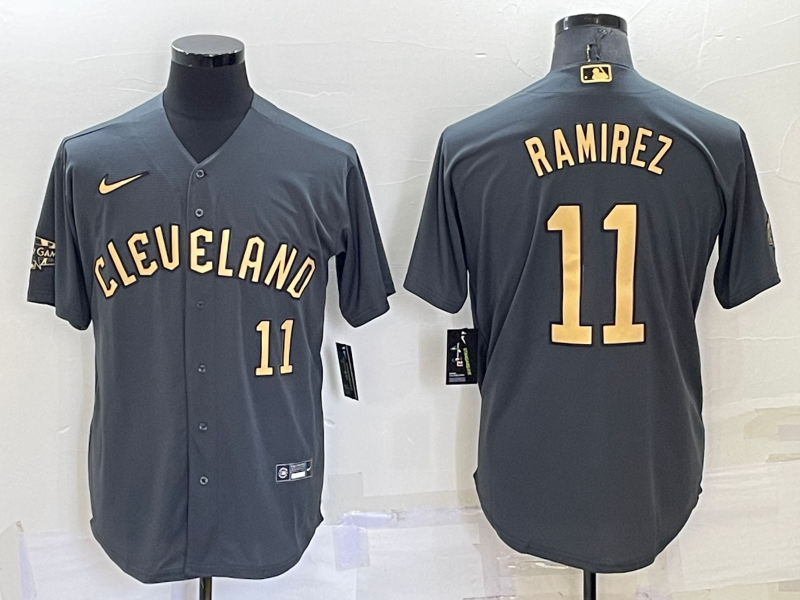 Men's Cleveland Guardians #11 José Ramírez 2022 All-Star Charcoal Cool Base Stitched Baseball Jersey