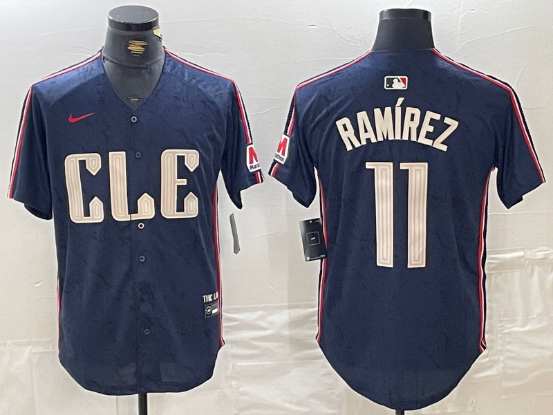 Men's Cleveland Guardians #11 José Ramírez Navy 2024 City Connect Limited Stitched Baseball Jersey 2 Men's Cleveland Guardians #11 José Ramírez Navy 2024 City Connect Limited Stitched Baseball Jersey 2