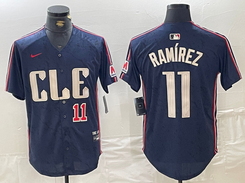 Men's Cleveland Guardians #11 José Ramírez Navy 2024 City Connect Limited Stitched Baseball Jersey Men's Cleveland Guardians #11 José Ramírez Navy 2024 City Connect Limited Stitched Baseball Jersey