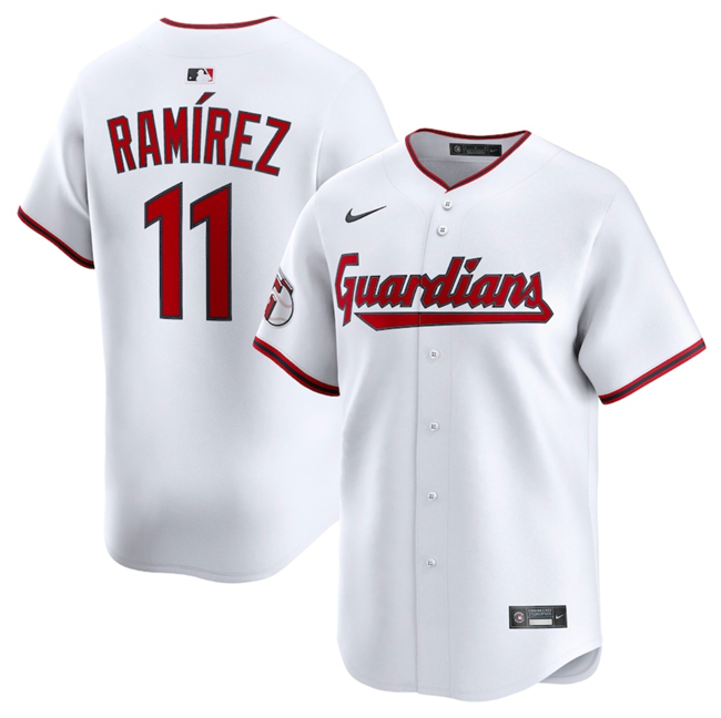 Men's Cleveland Guardians #11 Jose Ramirez White Home Limited Stitched Baseball Jerse Men's Cleveland Guardians #11 Jose Ramirez White Home Limited Stitched Baseball Jerse