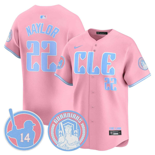 Men's Cleveland Guardians #22 Josh Naylor Bubblegum Pink 2025 Vapor Limited Stitched Baseball Jersey Men's Cleveland Guardians #22 Josh Naylor Bubblegum Pink 2025 Vapor Limited Stitched Baseball Jersey