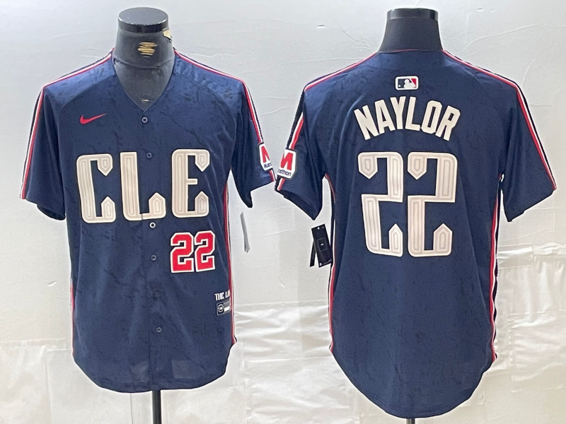 Men's Cleveland Guardians #22 Josh Naylor Navy 2024 City Connect Limited Stitched Baseball Jersey 1 Men's Cleveland Guardians #22 Josh Naylor Navy 2024 City Connect Limited Stitched Baseball Jersey 1