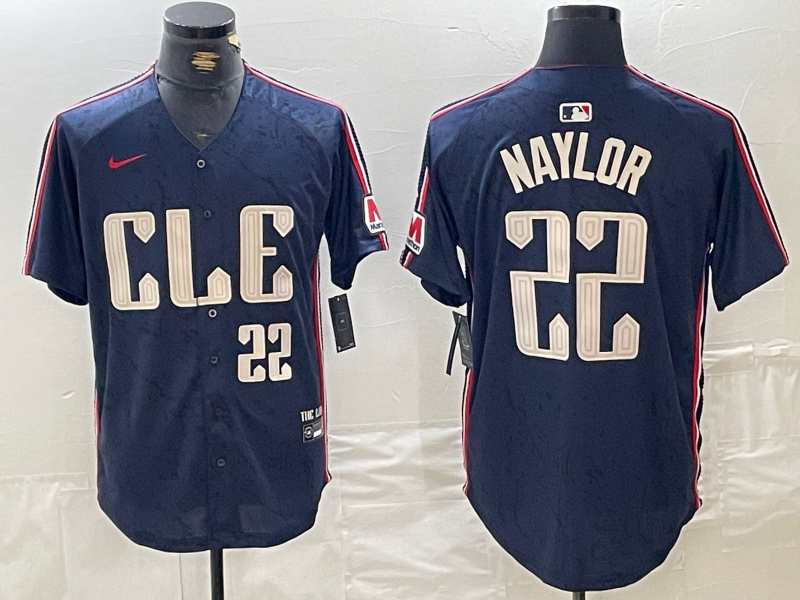 Men's Cleveland Guardians #22 Josh Naylor Navy 2024 City Connect Limited Stitched Baseball Jersey 3 Men's Cleveland Guardians #22 Josh Naylor Navy 2024 City Connect Limited Stitched Baseball Jersey 3