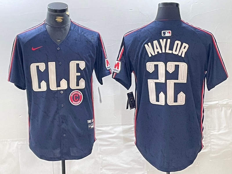 Men's Cleveland Guardians #22 Josh Naylor Navy 2024 City Connect Limited Stitched Baseball Jersey 4 Men's Cleveland Guardians #22 Josh Naylor Navy 2024 City Connect Limited Stitched Baseball Jersey 4