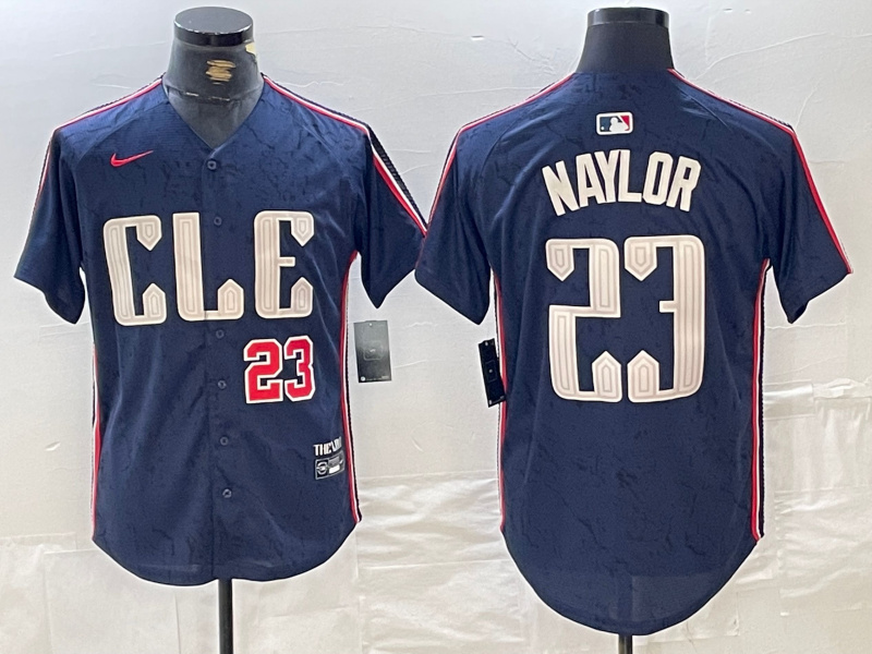 Men's Cleveland Guardians #23 Bo Naylor Navy 2024 City Connect Limited Stitched jerseys Men's Cleveland Guardians #23 Bo Naylor Navy 2024 City Connect Limited Stitched jerseys