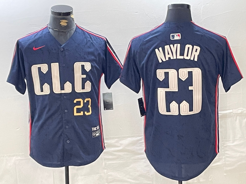 Men's Cleveland Guardians #23 Bo Naylor Navy 2024 City Connect Limited Stitched jerseys 2 Men's Cleveland Guardians #23 Bo Naylor Navy 2024 City Connect Limited Stitched jerseys 2