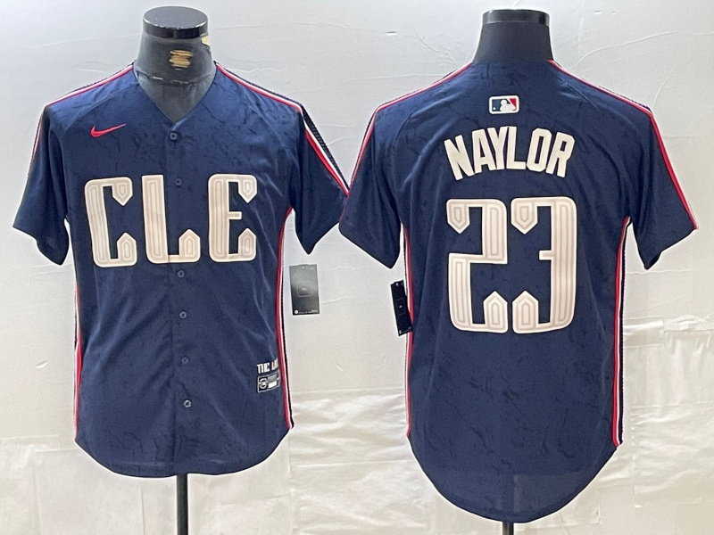 Men's Cleveland Guardians #23 Bo Naylor Navy 2024 City Connect Limited Stitched jerseys 3