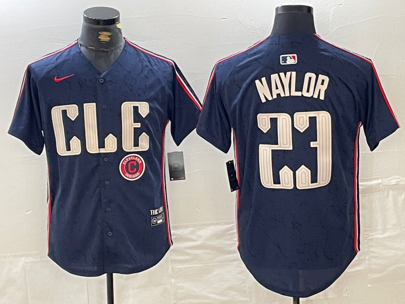 Men's Cleveland Guardians #23 Bo Naylor Navy 2024 City Connect Limited Stitched jerseys 4