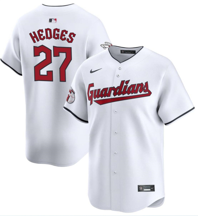 Men's Cleveland Guardians #27 Austin Hedges White Cool Base Stitched Baseball Jersey Men's Cleveland Guardians #27 Austin Hedges White Cool Base Stitched Baseball Jersey