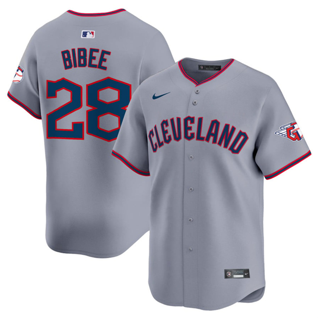 Men's Cleveland Guardians #28 Tanner Bibee Grey 2025 Alternate Limited Stitched Baseball Jersey