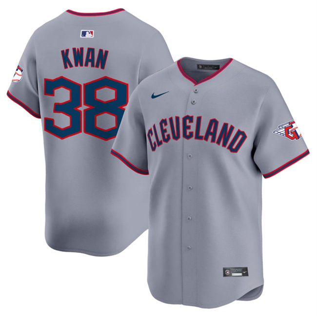 Men's Cleveland Guardians #38 Steven Kwan Grey 2025 Alternate Limited Stitched Baseball Jersey Men's Cleveland Guardians #38 Steven Kwan Grey 2025 Alternate Limited Stitched Baseball Jersey