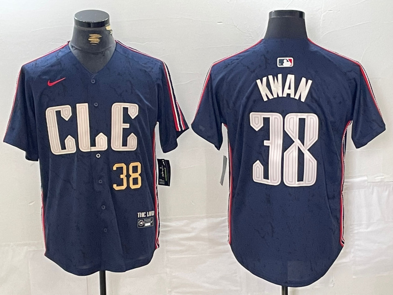 Men's Cleveland Guardians #38 Steven Kwan Navy 2024 City Connect Limited Stitched Baseball Jersey 4 Men's Cleveland Guardians #38 Steven Kwan Navy 2024 City Connect Limited Stitched Baseball Jersey 4