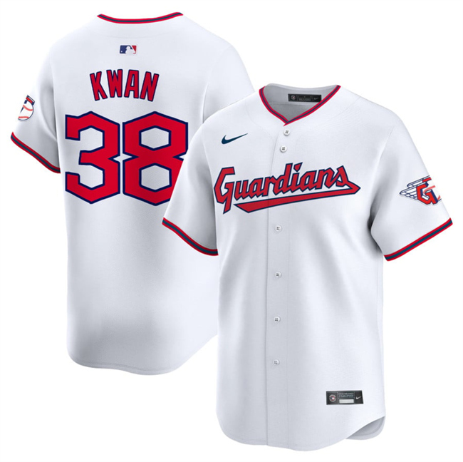 Men's Cleveland Guardians #38 Steven Kwan White Home Limited Stitched Baseball Jersey Men's Cleveland Guardians #38 Steven Kwan White Home Limited Stitched Baseball Jersey