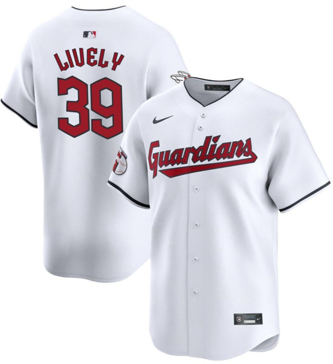 Men's Cleveland Guardians #39 Ben Lively White Cool Base Stitched Baseball Jersey Men's Cleveland Guardians #39 Ben Lively White Cool Base Stitched Baseball Jersey