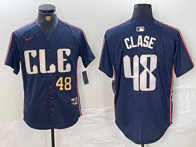 Men's Cleveland Guardians #48 Emmanuel Clase Navy 2024 City Connect Limited Stitched Baseball Jersey 3 Men's Cleveland Guardians #48 Emmanuel Clase Navy 2024 City Connect Limited Stitched Baseball Jersey 3